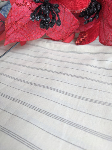 Off White Cotton Stripes Fabric, Striped Handloom Fabric, Quilting Fabric